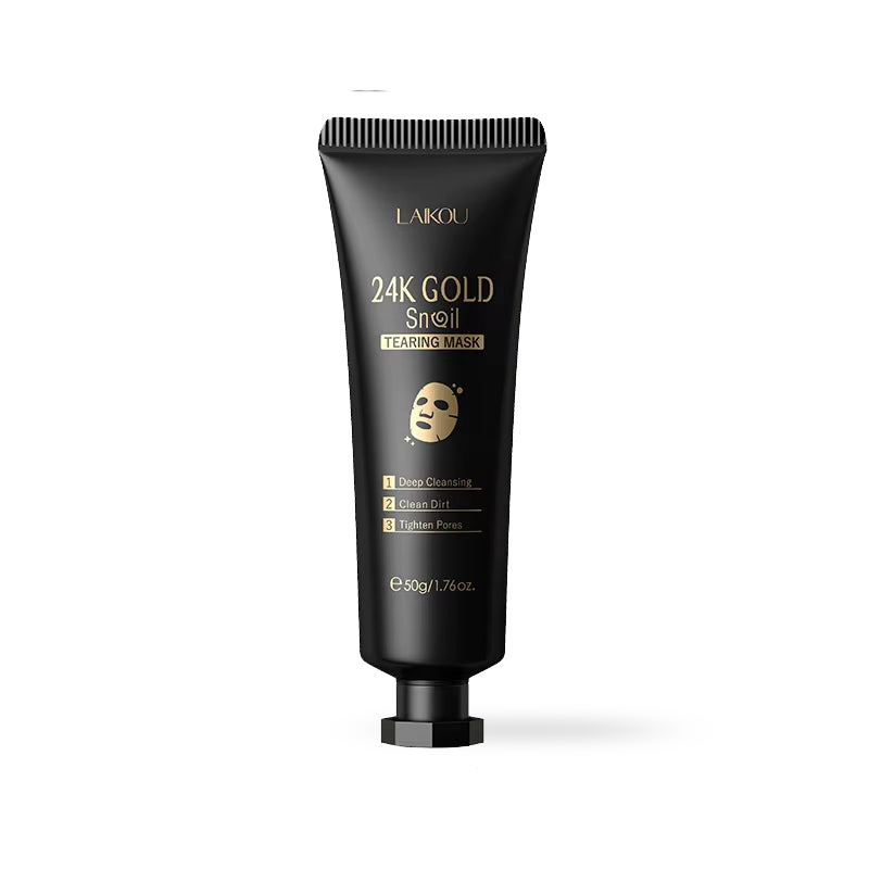 Black tube of LAIKOU 24K Gold Snail Face Mask on a white background