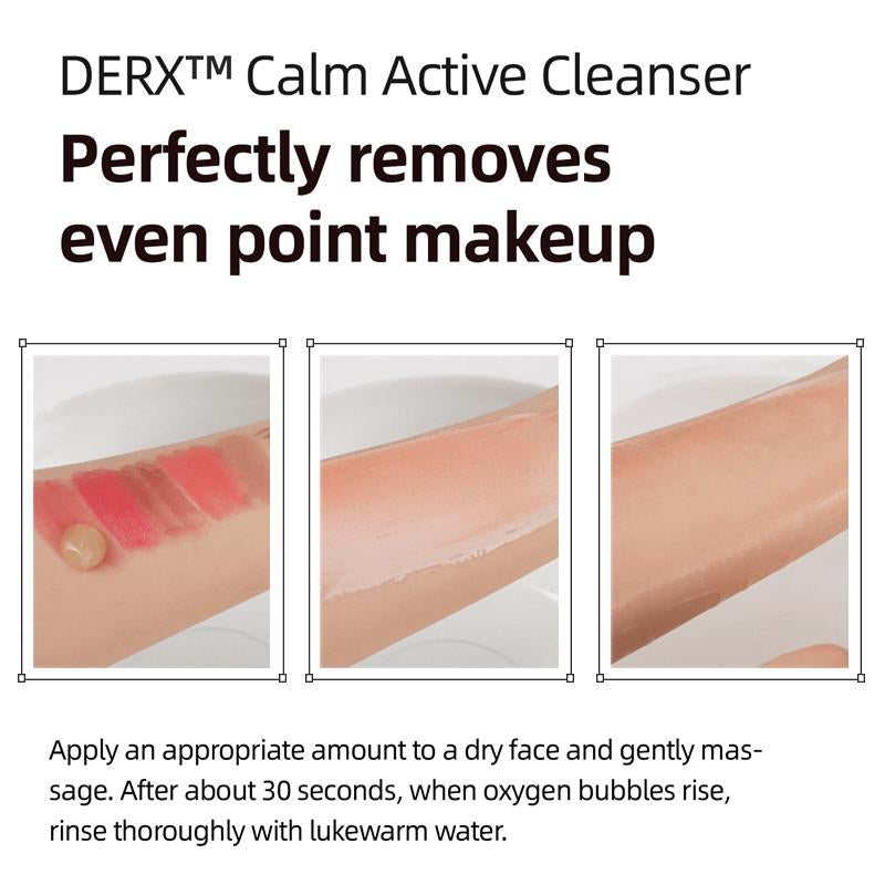 OGANACELL DERX Calm Active Cleanser 120Ml with Centella Asiatica & Red Bean Powder for Deep Pore Cleansing Oil Control Gentle for Sensitive Skin Korean Facial Foam Self-Foaming Mild Hydrate Moisturizing Smooth Hydrating