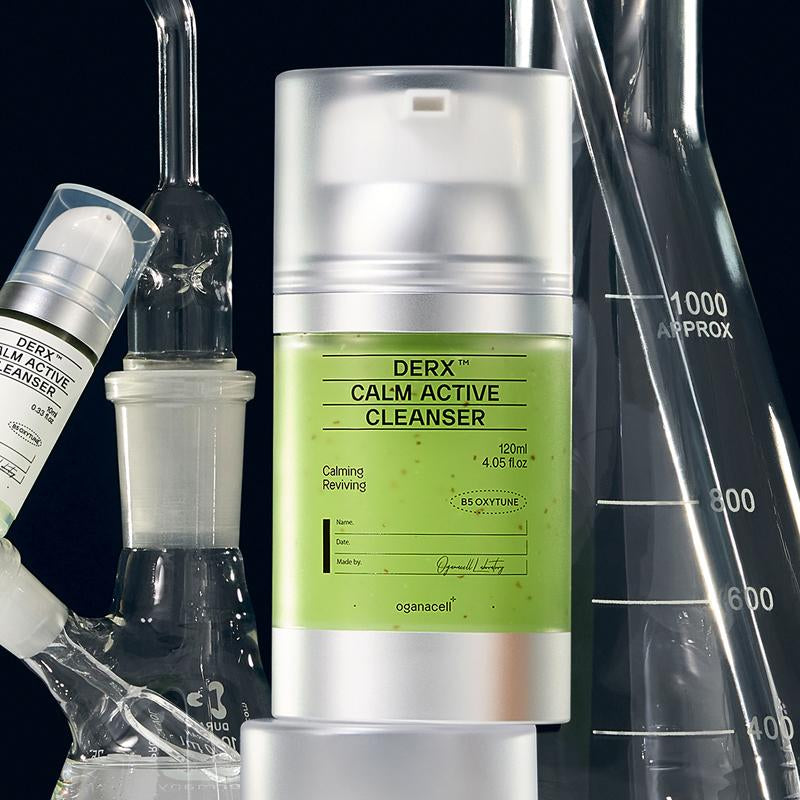 OGANACELL DERX Calm Active Cleanser 120Ml with Centella Asiatica & Red Bean Powder for Deep Pore Cleansing Oil Control Gentle for Sensitive Skin Korean Facial Foam Self-Foaming Mild Hydrate Moisturizing Smooth Hydrating