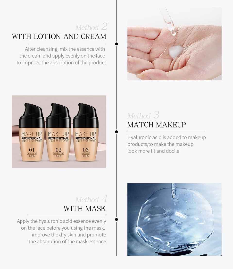 2 Pcs Hyaluronic Acid Serum with Tremella Extract - Day & Night Moisturizing Essence for Enhanced Collagen Production (2.02 Oz)