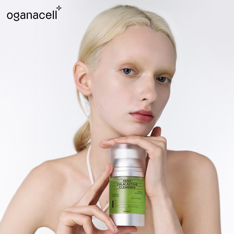 OGANACELL DERX Calm Active Cleanser 120Ml with Centella Asiatica & Red Bean Powder for Deep Pore Cleansing Oil Control Gentle for Sensitive Skin Korean Facial Foam Self-Foaming Mild Hydrate Moisturizing Smooth Hydrating