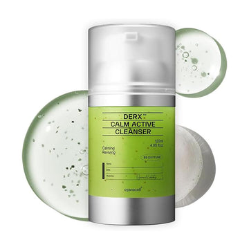 OGANACELL DERX Calm Active Cleanser 120Ml with Centella Asiatica & Red Bean Powder for Deep Pore Cleansing Oil Control Gentle for Sensitive Skin Korean Facial Foam Self-Foaming Mild Hydrate Moisturizing Smooth Hydrating